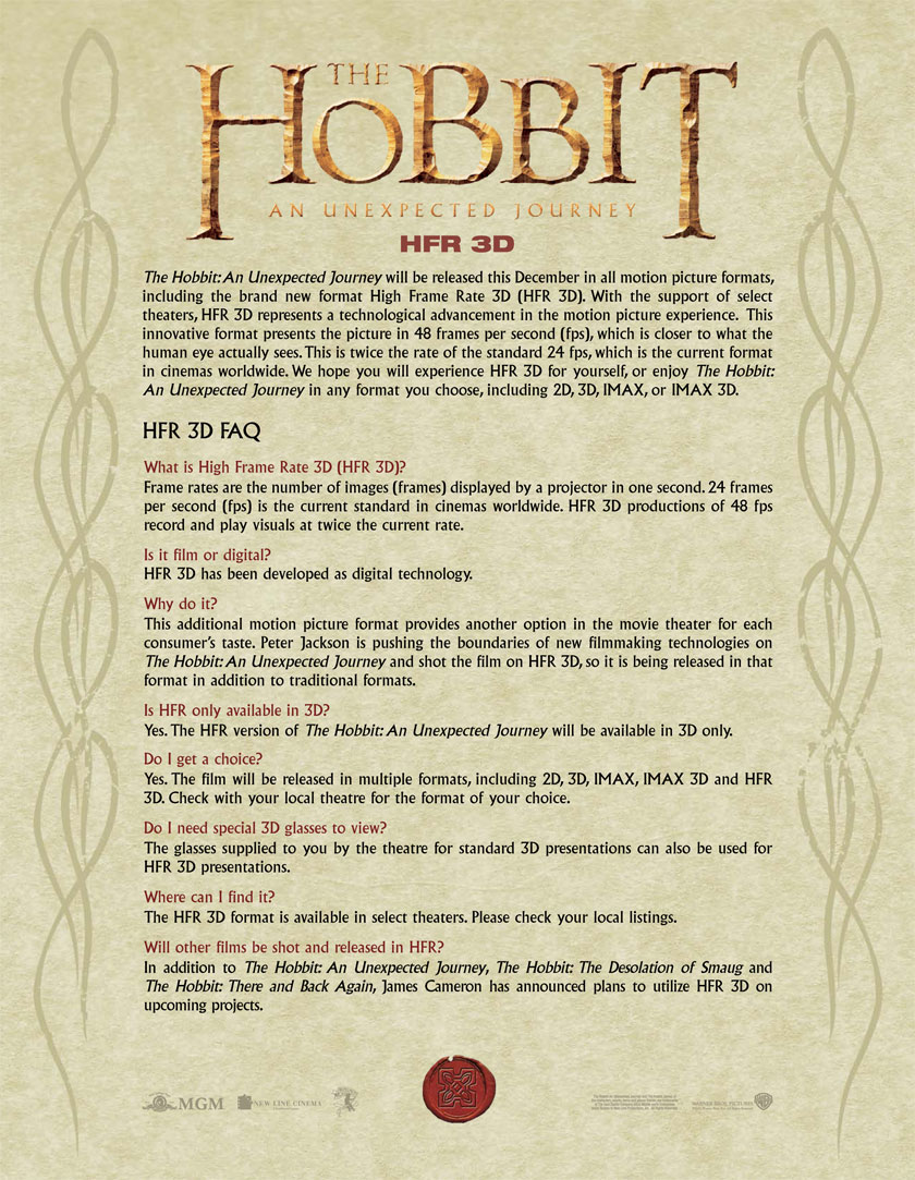 High Frame Rate Hobbit Explanation from Regal site