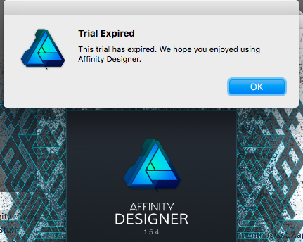 Serif Affinity Designer doesn't want to let the trial end unless a 25% surcharge is paid.